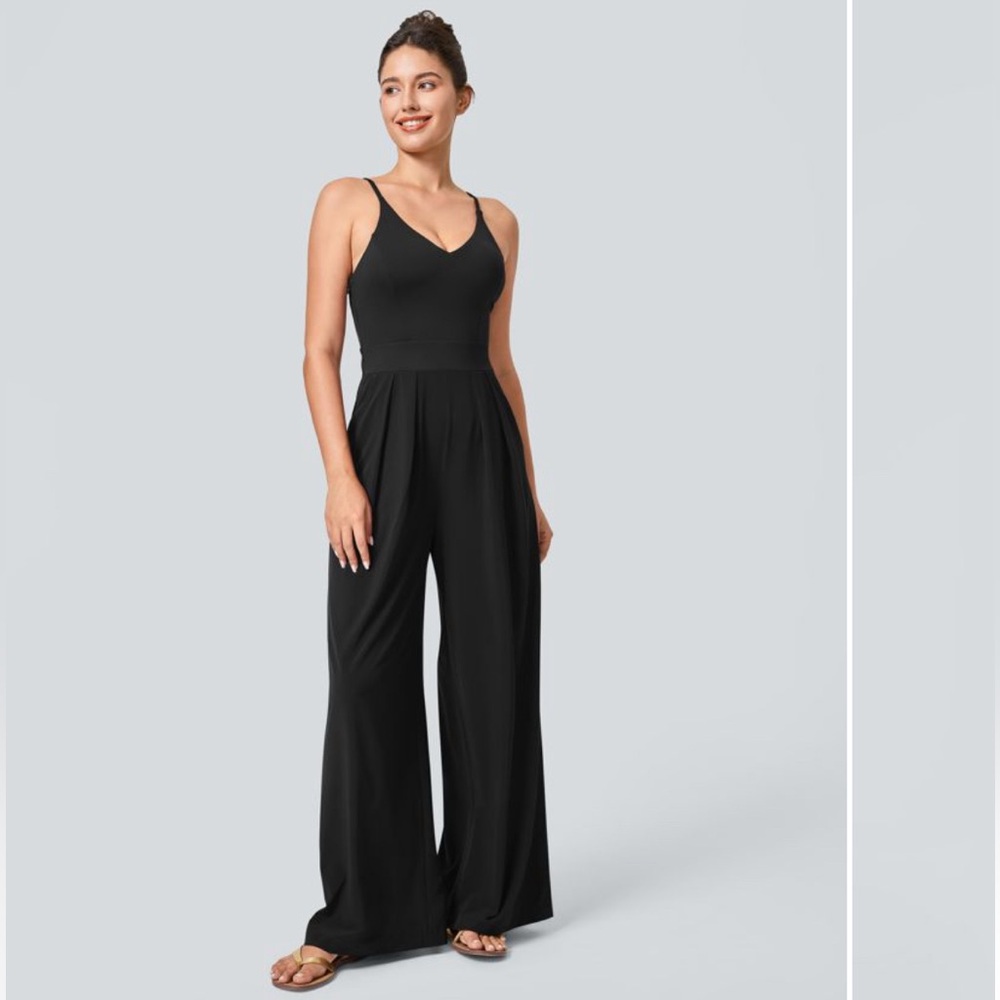 HALARA Breezeful Backless Side Wide Leg Quick Dry Resort Slip Jumpsuit